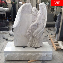 Marble Angel Monument Angel Carved White Marble Headstone