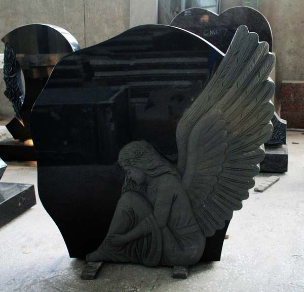 Shanxi Black Polished Angel Tombstone Monument