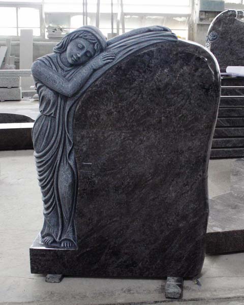 Bahama Blue Polished Angel Carving Tombstone