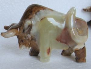 Onyx Bull Animal Sculpture