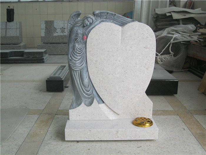 Heart shape marble tombstone for grave