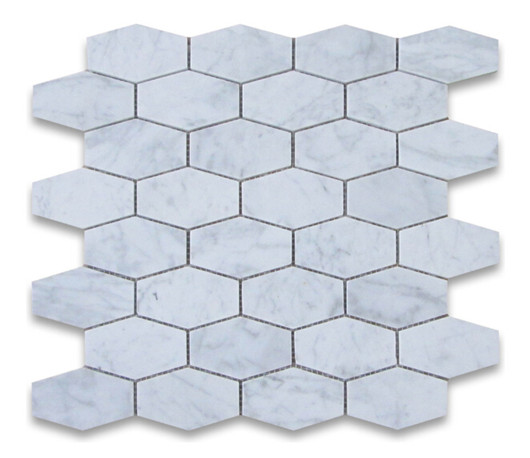 Carrara belongated hexagon mosaic tile