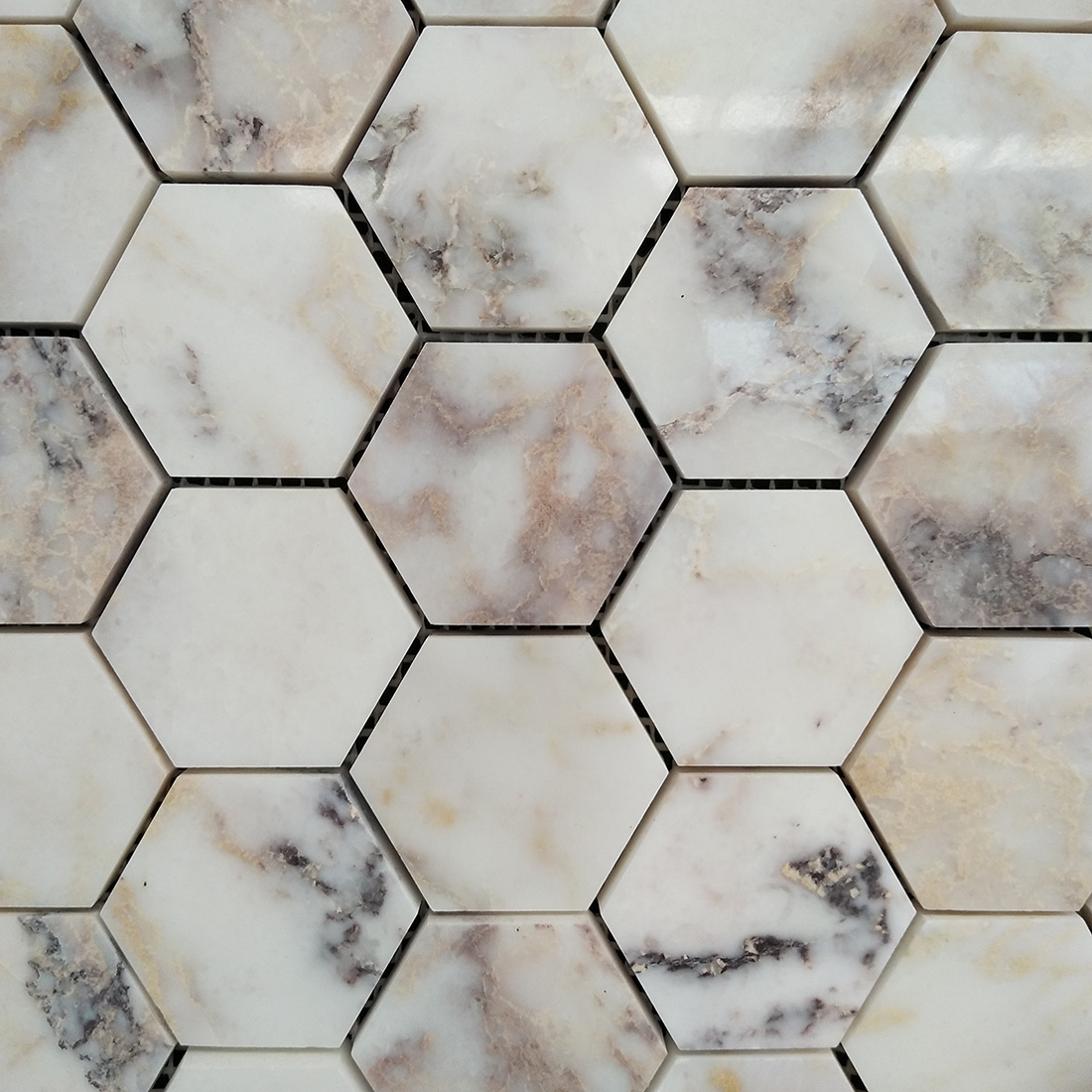 Hexagon natural stone mosaic tiles