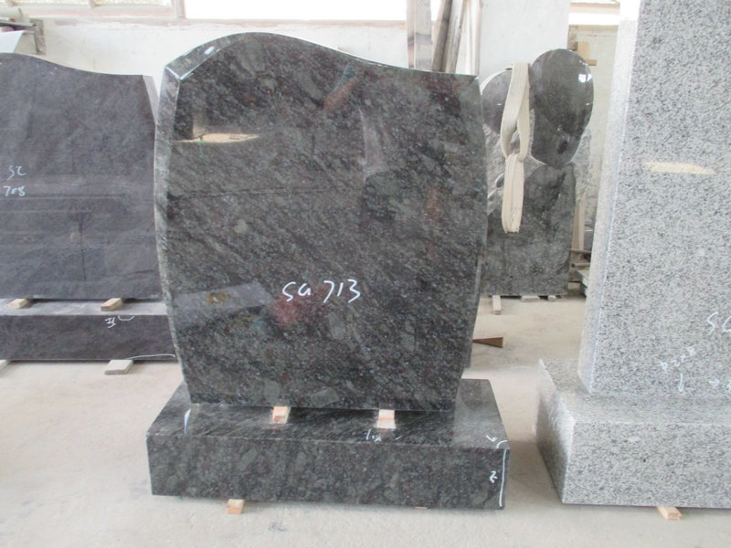 Bahama Blue Granite Serpentine Top Headstone
