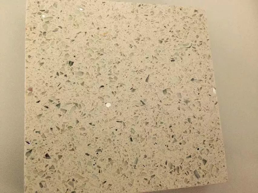 Galaxy beige color quartz stone slabs with mirror