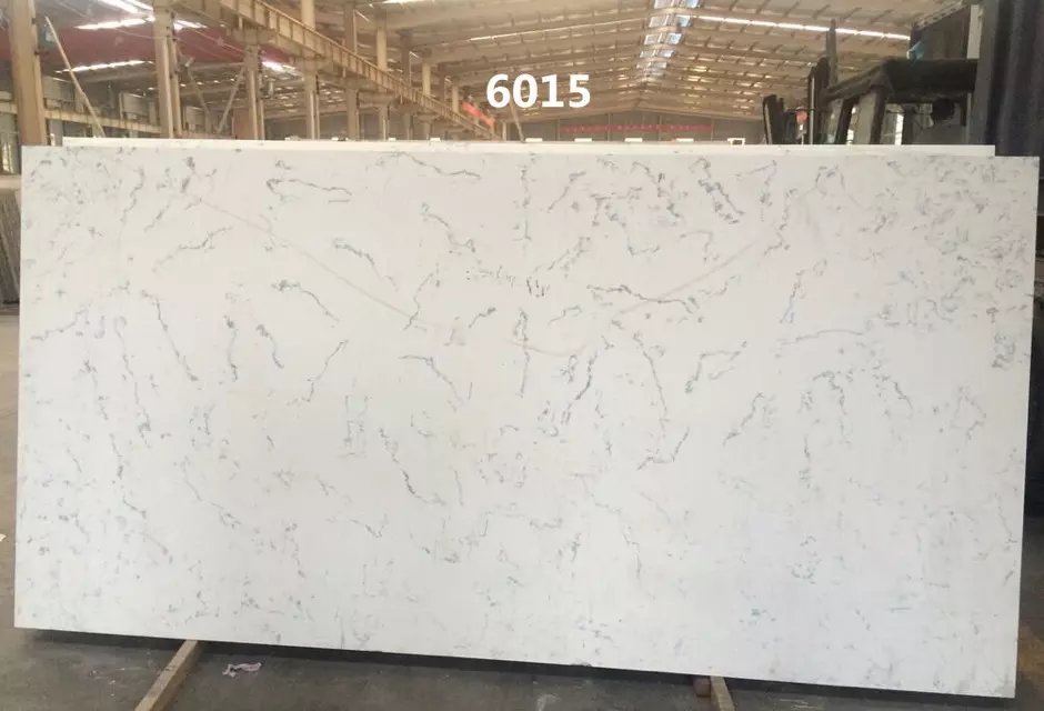 Artificial Carrara color quartz stone for countertops