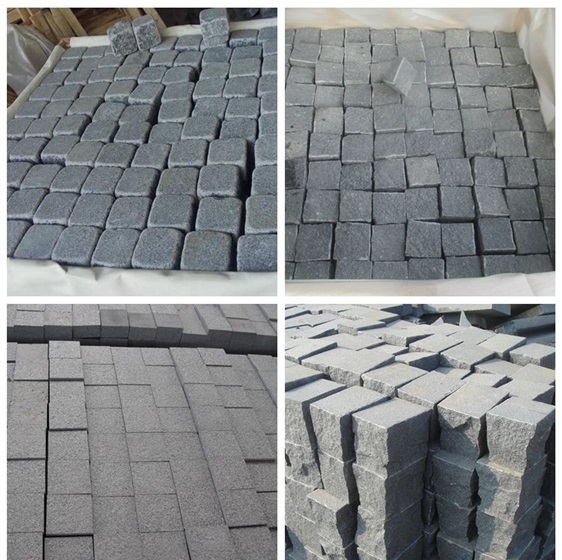 China dark grey granite G654 cubes flamed customize size