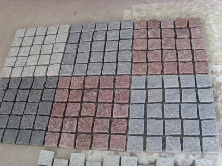 Granite paving stone cube paving stone  white grey red color customize thickness