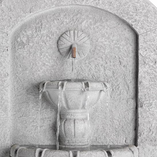 White Granite Two Tier Outdoor Pouring Wall Fountain