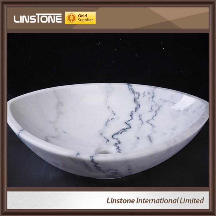 Popular Oval White Guangxi Marble Wash Bathroom Basin