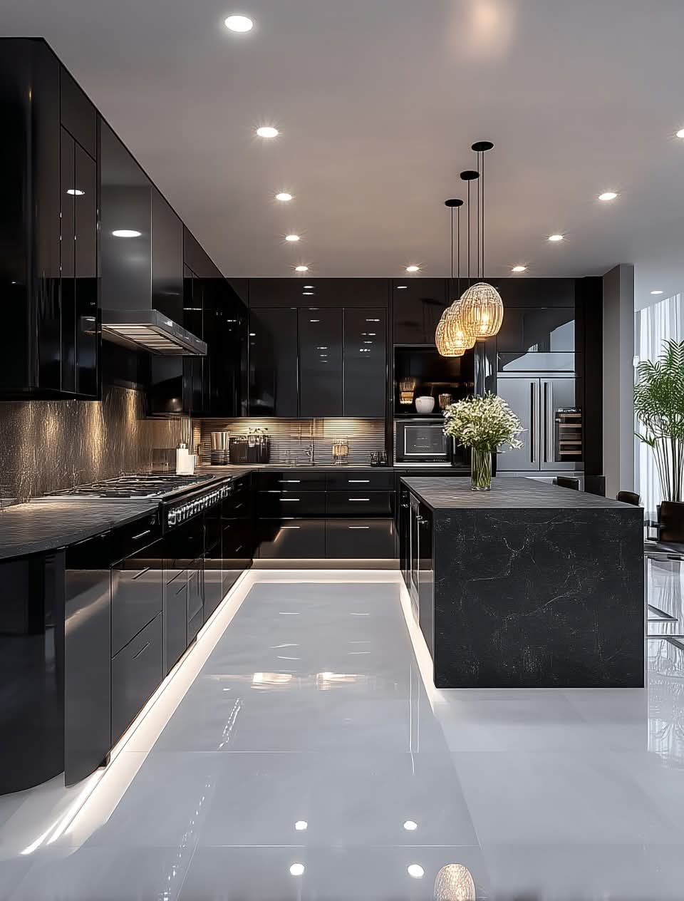 Black Quartz Stone Countertops for Kitchen Decorations