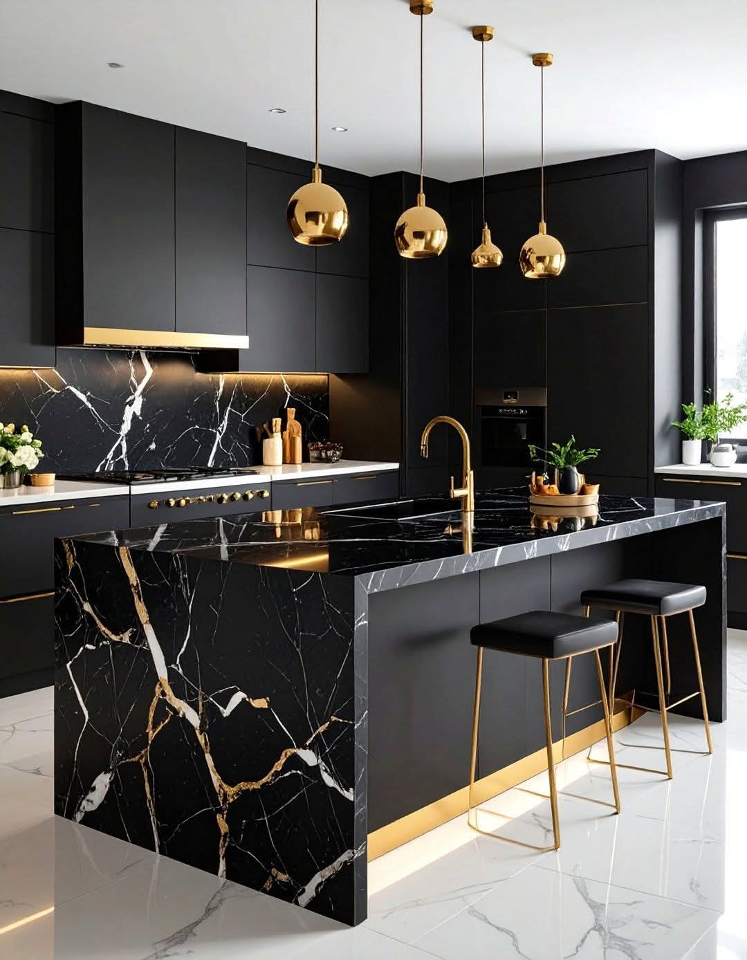 Black Quartz Stone Kitchen Worktop