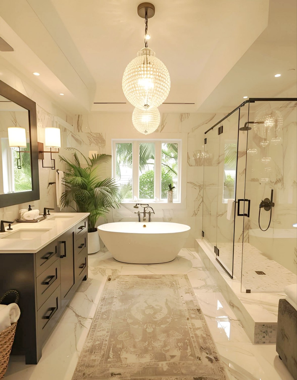 Bright Bathroom Bathtub and Vanity Top