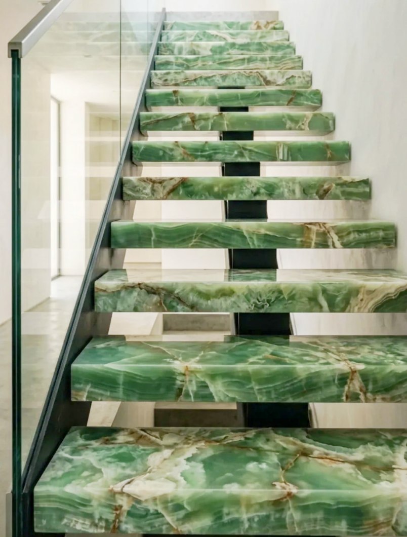 Green Onyx Stairs for Home Decorations Green Onyx Stairs for Home Decorations