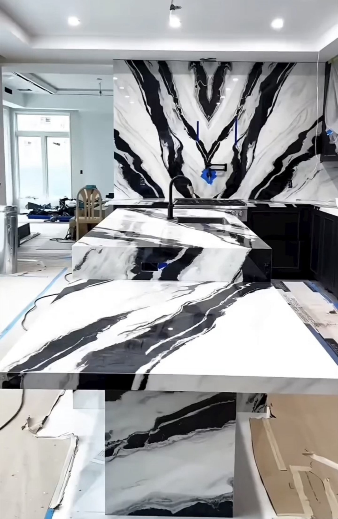 Panda White Marble Kitchen Countertops